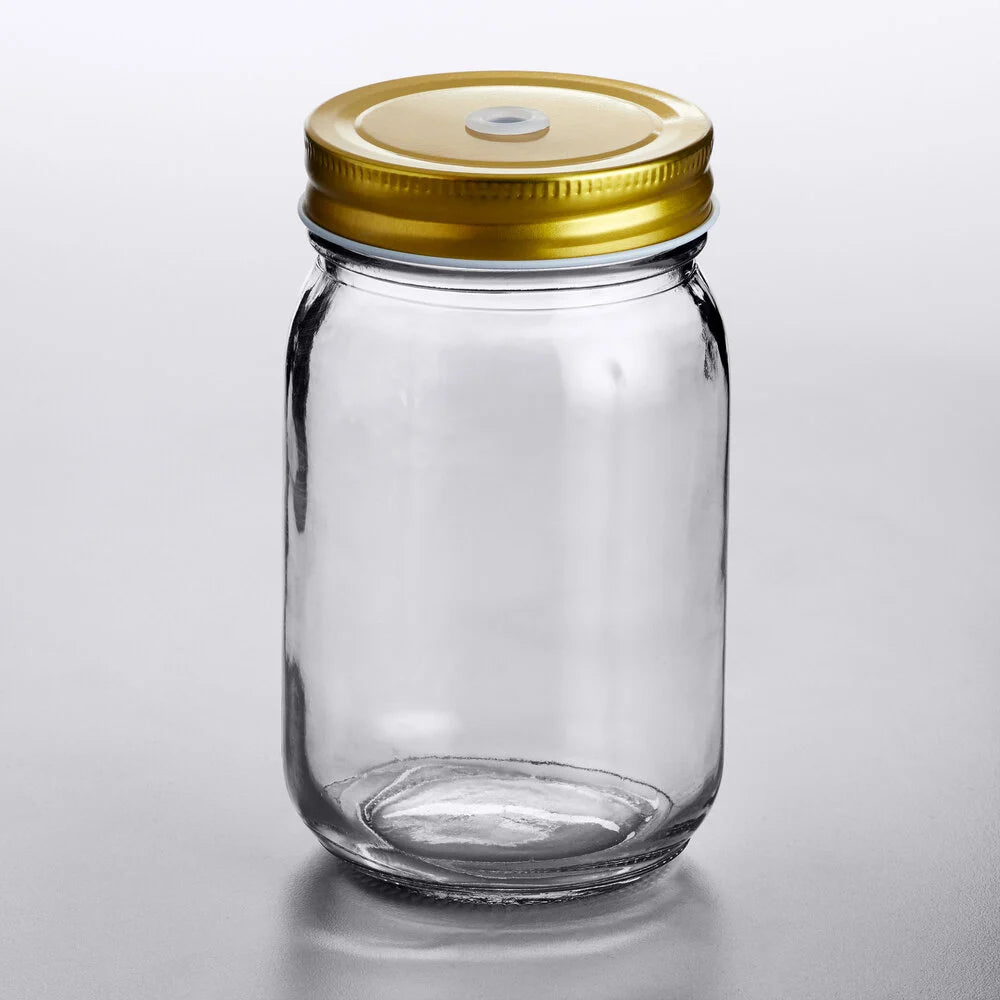 16 oz Mason Jar With Gold Lid